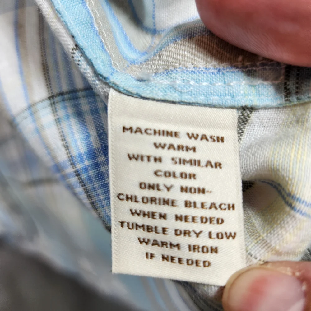 Caribbean Blue Plaid Palm Trees Men's XL Button Down Shirt - Picture 6 of 8